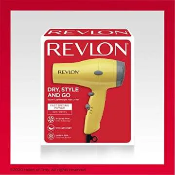 REVLON Compact Hair Dryer | 1875W Lightweight Design, Perfect for Travel, (Yellow)