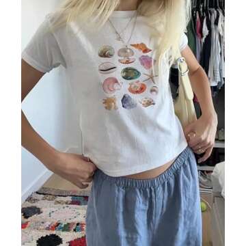 Baby Tees Graphic Tees for Women Y2k Tops Y2k Clothes Grunge Clothes Y2k Clothing Aesthetic Tops Clothes (White-01,S,Small)