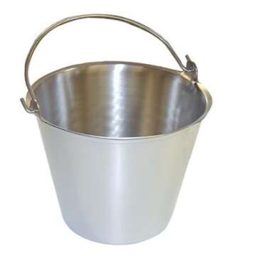 Premium Stainless Steel Pail, Vet/Milk Bucket, Made in USA, Completely Seamless & Thick, 9-20 Qt Sizes (9 Qt, Pail)