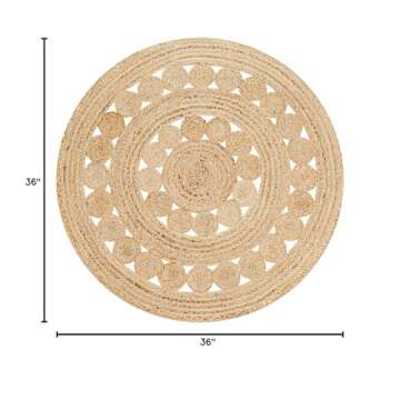 RIANGI Jute Rug Boho Area Rug - Round Jute Rug 3ft - Elegant Small Boho Rug, 3 Ft Round Rug - Perfect Circle Design for Cozy Spaces - Quality Jute Round Rug 3ft - Stylish Small Round Rugs 3 Feet