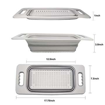 SAMMART Over The Sink Rectangular Colander (Grey)