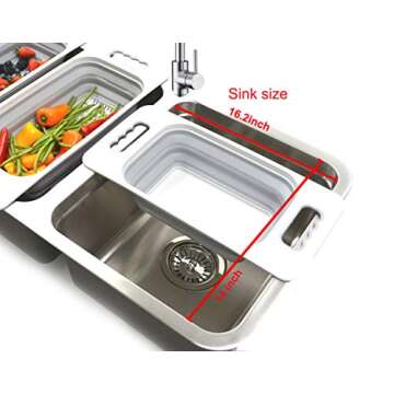 SAMMART Over The Sink Rectangular Colander (Grey)