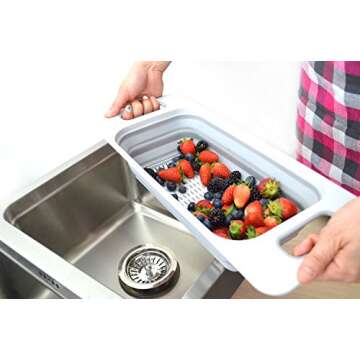 SAMMART Over The Sink Rectangular Colander (Grey)
