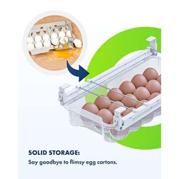 TidyFriend Refrigerator Egg Drawer - Snap-on Holder for Organizes and Protects Eggs - Adjustable and...