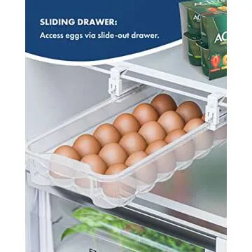 TidyFriend Refrigerator Egg Drawer - Snap-on Holder for Organizes and Protects Eggs - Adjustable and Space Saving, Storage Container