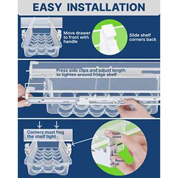 TidyFriend Refrigerator Egg Drawer - Snap-on Holder for Organizes and Protects Eggs - Adjustable and Space Saving, Storage Container