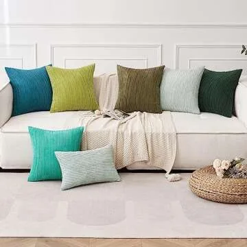 MIULEE Pack of 2 Corduroy Pillow Covers 12 x 20 Inch Lumbar Throw Pillow Covers Army Green Pillowcases for Spring Sofa Bedroom Couch