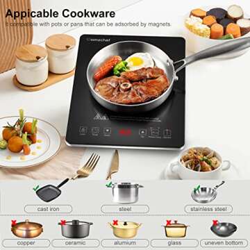 AMZCHEF 1800W Portable Induction Cooktop For Quick Meals