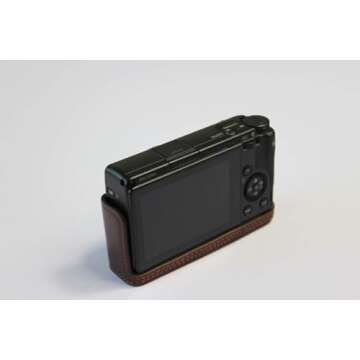 Ricoh GR III Case, BolinUS Handmade Genuine Real Leather Half Camera Case Bag Cover for Ricoh GR III Bottom Opening Version + Hand Strap (Coffee)