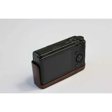Ricoh GR III Case, BolinUS Handmade Genuine Real Leather Half Camera Case Bag Cover for Ricoh GR III Bottom Opening Version + Hand Strap (Coffee)