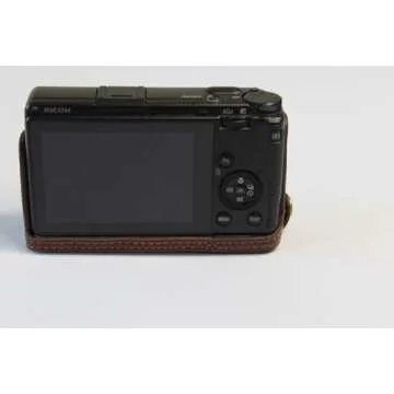 Ricoh GR III Case, BolinUS Handmade Genuine Real Leather Half Camera Case Bag Cover for Ricoh GR III Bottom Opening Version + Hand Strap (Coffee)