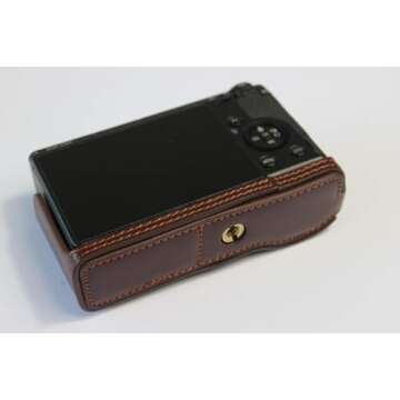 Ricoh GR III Case, BolinUS Handmade Genuine Real Leather Half Camera Case Bag Cover for Ricoh GR III Bottom Opening Version + Hand Strap (Coffee)