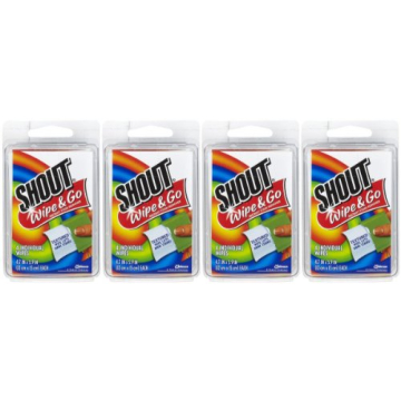 Shout Stain Remover Wipes, Travel Size - 4 ct - 4 pk