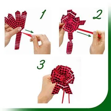 Eye-Catching Xmas Pull Bows for Easy Gift Wrapping with Ribbon - 5" Wide Wrap Bows for Christmas Tree Decoration, Holiday Décor, Present Wrapping, Baskets, Birthday, Easter - 6 Green and 6 Red Bows