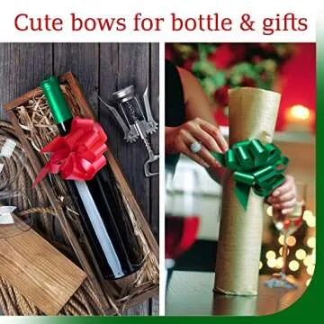 Eye-Catching Xmas Pull Bows for Easy Gift Wrapping with Ribbon - 5" Wide Wrap Bows for Christmas Tree Decoration, Holiday Décor, Present Wrapping, Baskets, Birthday, Easter - 6 Green and 6 Red Bows