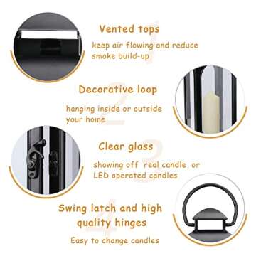 Premium 20-Inch Metal and Glass Candle Lantern for Home Decor