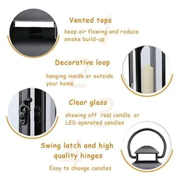 Premium 20-Inch Metal and Glass Candle Lantern for Home Decor