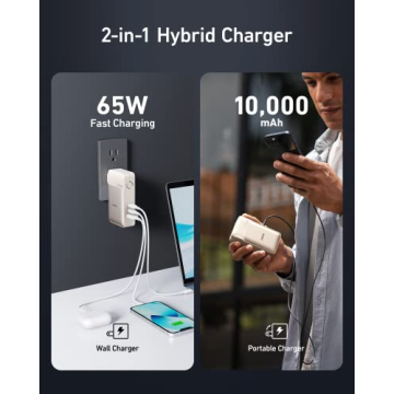 Anker GaNPrime 2-in-1 Power Bank 65W Wall Charger 10,000mAh