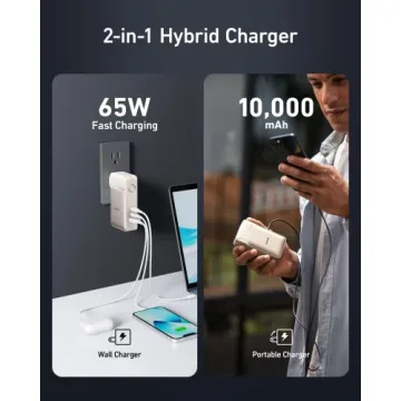 Anker GaNPrime 2-in-1 Power Bank 65W Wall Charger 10,000mAh