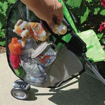 Evelots 2 Pack Bike/Stroller Storage Bag - Side Sling, Hook & Loop Easy Attach - Mesh Design, Non-Slip Straps, Additional Storage for Strollers & Bicycles, Durable Polyester, Black