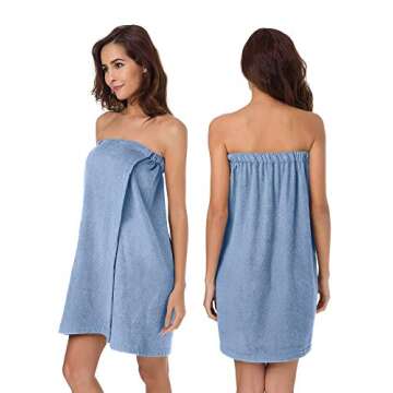 SIORO Bath Shower Wrap for Women Body Towel Wraps Spa Gym Pool Travel Bath Towels with Adjustable Closure & Pockets
