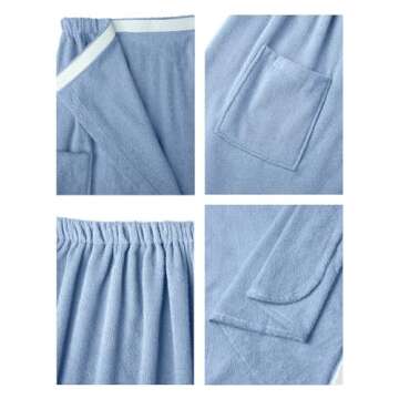 SIORO Bath Shower Wrap for Women Body Towel Wraps Spa Gym Pool Travel Bath Towels with Adjustable Closure & Pockets