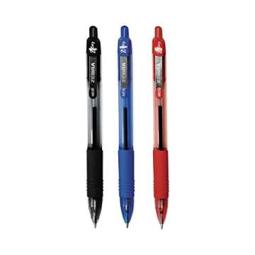 Zebra Ballpoint Pen, Retractable, 1.0mm, 48/PK, Ast