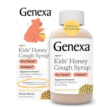 Genexa Kids’ Organic Honey Cough Syrup, Dye Free, 0% Artificial Additives, Children's Cough Remedy...