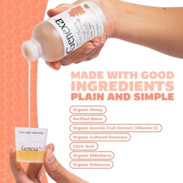 Genexa Kids’ Organic Honey Cough Syrup, Dye Free & Non-GMO