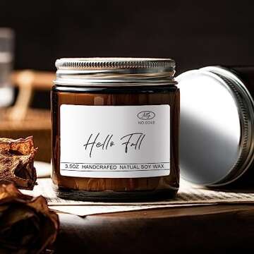 Hello Fall/Pumpkin Spice Scented Candles, Annye Handmade Soy Candle for Home Scented, as Autumn/Birt...