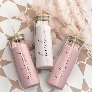 Bride to Be Iced Coffee Tumbler with Bamboo Lids and Straws | 20 oz Mason Jar Cups & Iced Coffee Cup | Bridesmaid Proposal Gifts, Bridal Shower, Bachelorette Party Supplies & Bride Tribe - Bride
