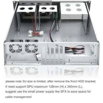 RackChoice 3u Rackmount Server Chassis MATX/Mini-ITX 3x5.25 Support PS2 PSU w/Side 80mm or Bottom 120mm Fan or SFX PSU (Need to use The braccket in Screw Box), dust Filter Front Easy maintenace