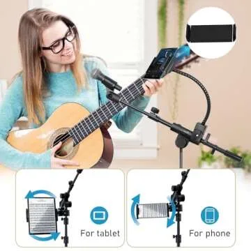GUITTO Adjustable Microphone Stand with Phone Holder