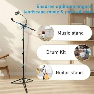 GUITTO Adjustable Microphone Stand with Phone Holder
