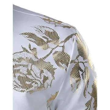 ZEROYAA Men's Golden Rose Shirt Slim Fit Party Wear