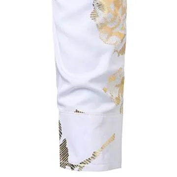 ZEROYAA Men's Golden Rose Shirt Slim Fit Party Wear