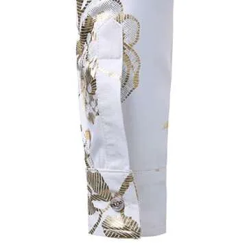 ZEROYAA Men's Golden Rose Shirt Slim Fit Party Wear