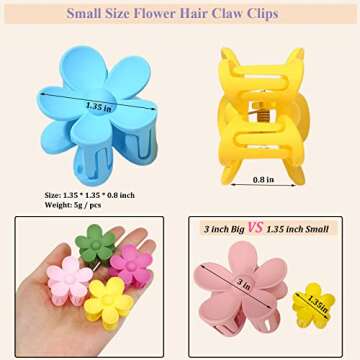 Qckarobe Small Flower Hair Claw Clips for Women Girls Kids, 12Pcs Cute Flower Hair Clips for Women T...