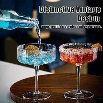 Elegant Vintage Art Deco Coupe Glasses Set, 10oz