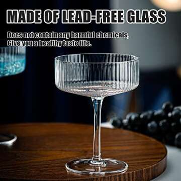 Elegant Vintage Art Deco Coupe Glasses Set, 10oz