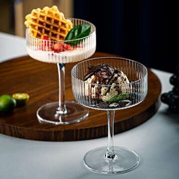 Elegant Vintage Art Deco Coupe Glasses Set, 10oz