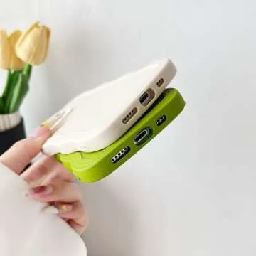 Caseative for iPhone 14 Pro Case, Solid Color Curly Wave Frame Soft Compatible with iPhone Case (DGreen,iPhone 14 Pro)