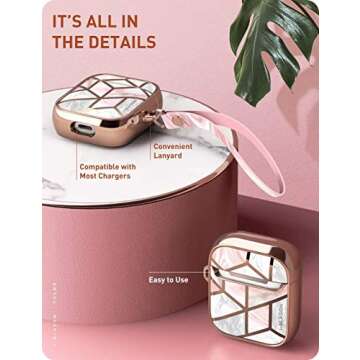 i-Blason Cosmo Series Case Designed for Airpods 2nd Generation/1st Generation, 360° Protective Stylish Marble AirPods Case Cover Compatible with Apple AirPods 1st/2nd (Marble)