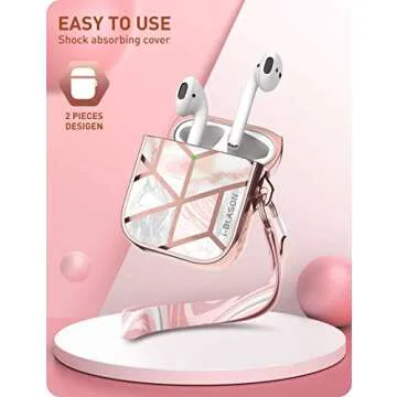 i-Blason Cosmo Series Case Designed for Airpods 2nd Generation/1st Generation, 360° Protective Stylish Marble AirPods Case Cover Compatible with Apple AirPods 1st/2nd (Marble)