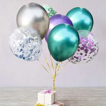 Mermaid Party Balloons Set of 32 Glitter Confetti