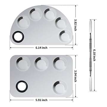 Penugo Professional Stainless Steel Makeup Palette,2 Pieces Cosmetic Palette with Spatula Tool, Nail...