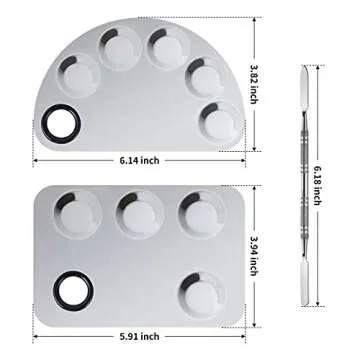 Penugo Professional Stainless Steel Makeup Palette,2 Pieces Cosmetic Palette with Spatula Tool, Nail...
