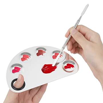 Penugo Professional Stainless Steel Makeup Palette,2 Pieces Cosmetic Palette with Spatula Tool, Nail-art Mixing Palette for Cosmetic Pigment Blending