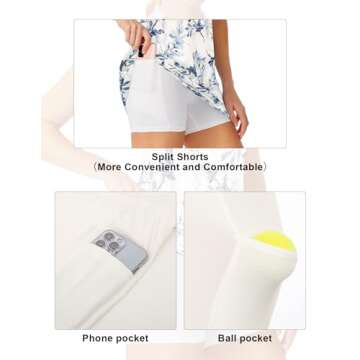 JACK SMITH Womens Tennis Dress Sleeveless Golf Dress Quick Dry Breathable Athletic Dresses(L, Blue Leaf)