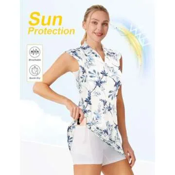 JACK SMITH Womens Tennis Dress Sleeveless Golf Dress Quick Dry Breathable Athletic Dresses(L, Blue Leaf)